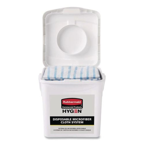 Image of Rubbermaid® Commercial HYGEN 2135007 Disposable Microfiber Charging Bucket, 7.92 X 7.75 X 7.44, White, 4/carton