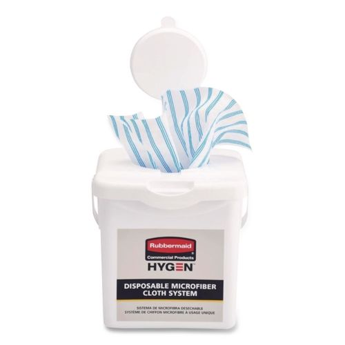 Image of Rubbermaid® Commercial HYGEN 2135007 Disposable Microfiber Charging Bucket, 7.92 X 7.75 X 7.44, White, 4/carton