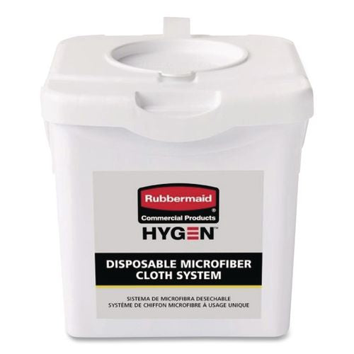 Image of Rubbermaid® Commercial HYGEN 2135007 Disposable Microfiber Charging Bucket, 7.92 X 7.75 X 7.44, White, 4/carton
