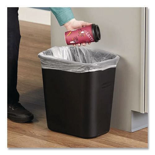 Image of Rubbermaid® Commercial FG254300BLA Fiberglass Wastebasket, 7 gal, Fiberglass, Black