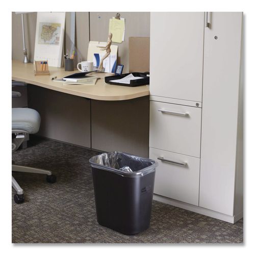 Image of Rubbermaid® Commercial FG254300BLA Fiberglass Wastebasket, 7 gal, Fiberglass, Black