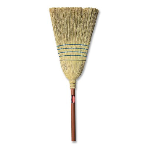 Image of Rubbermaid® Commercial FG638300BLUE Corn-Fill Broom, Corn Fiber Bristles, 38" Overall Length, Blue