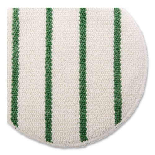 Image of Rubbermaid® Commercial FGP26900WH00 Low Profile Scrub-Strip Carpet Bonnet, 19" Diameter, White/green, 5/carton