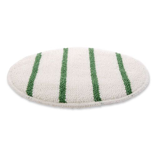 Image of Rubbermaid® Commercial FGP26900WH00 Low Profile Scrub-Strip Carpet Bonnet, 19" Diameter, White/green