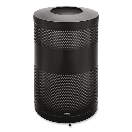 Image of Rubbermaid® Commercial FGS55ETBKPL Classics Perforated Open Top Receptacle, 51 gal, Steel, Black