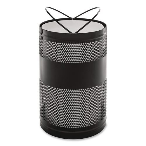 Image of Rubbermaid® Commercial FGS55ETBKPL Classics Perforated Open Top Receptacle, 51 gal, Steel, Black