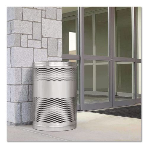Image of Rubbermaid® Commercial FGS55ETBKPL Classics Perforated Open Top Receptacle, 51 gal, Steel, Black