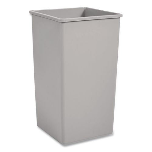 Image of Rubbermaid® Commercial FG395900GRAY Untouchable Square Waste Receptacle, 50 gal, Plastic, Gray