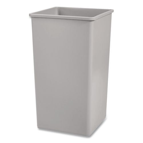 Image of Rubbermaid® Commercial FG395900GRAY Untouchable Square Waste Receptacle, 50 gal, Plastic, Gray