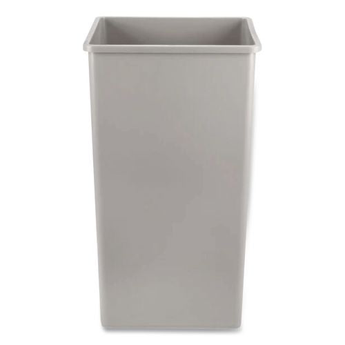 Image of Rubbermaid® Commercial FG395900GRAY Untouchable Square Waste Receptacle, 50 gal, Plastic, Gray