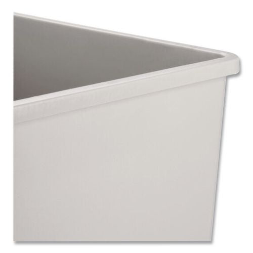 Image of Rubbermaid® Commercial FG395900GRAY Untouchable Square Waste Receptacle, 50 gal, Plastic, Gray