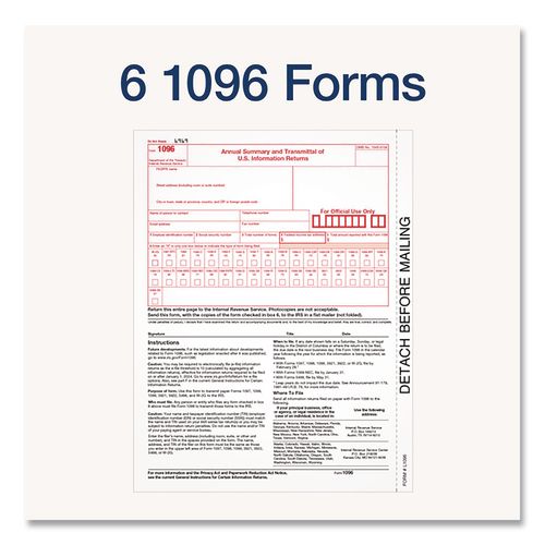 Image of Adams® 22993-NEC 4-Part 1099-NEC Tax Forms with Tax Forms Helper, Fiscal Year: 2024, 8.5 x 3.5, 3 Forms/Sheet, 50 Forms Total