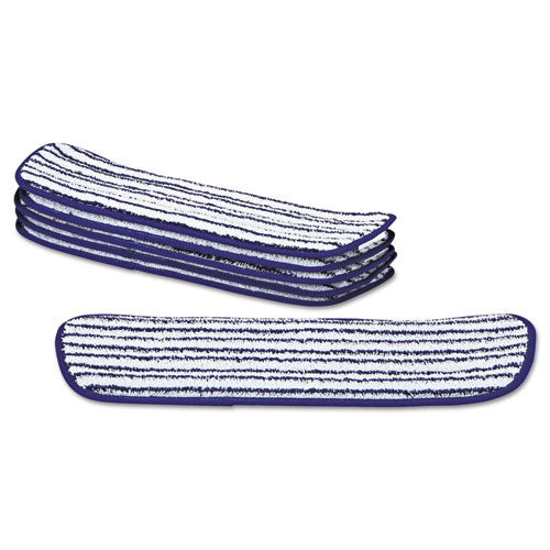 Image of Rubbermaid® Commercial FGQ80000WH00 Microfiber Finish Pad, 18 x 5.5, Blue/White, 6/Box