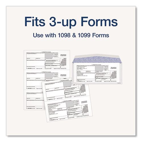 Image of Adams® 22223 3-Up 1099-NEC Gummed Seal Double-Window Security Tint Envelopes, Commercial Flap, 8.75 x 3.75, White, 24/Pack