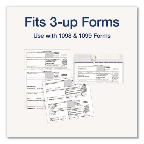 Image of Adams® 2222PS3 3-Up 1099-NEC Peel and Seal Double-Window Security Tint Envelopes, Commercial Flap, 8.75 x 3.75, White, 24/Pack