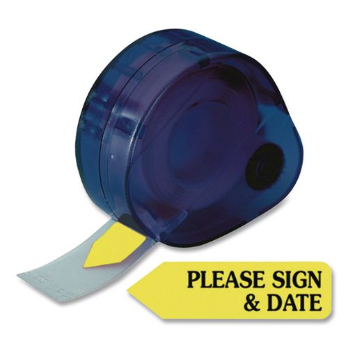 Image of Redi-Tag® B81124 Arrow Message Page Flags In Dispenser, "please Sign And Date", Yellow, 120 Flags