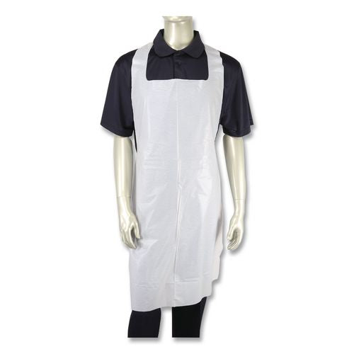 Image of AmerCareRoyal® RPA20HW Heavyweight Poly Aprons, 28 x 46, 1.77 mil, One Size Fits All, White, 500/Carton
