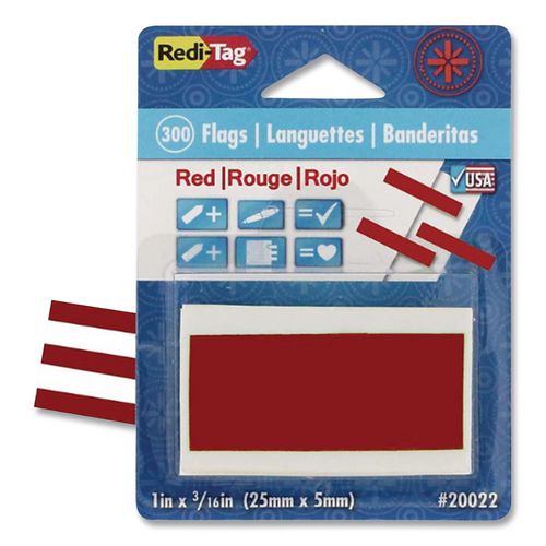 Image of Redi-Tag® B20022 Removable/reusable Page Flags, Red, 300/pack