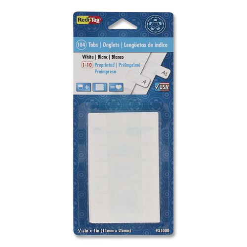Image of Redi-Tag® B31000 Legal Index Tabs, Customizable: Handwrite Only, 1/5-Cut, White, 1" Wide, 104/Pack