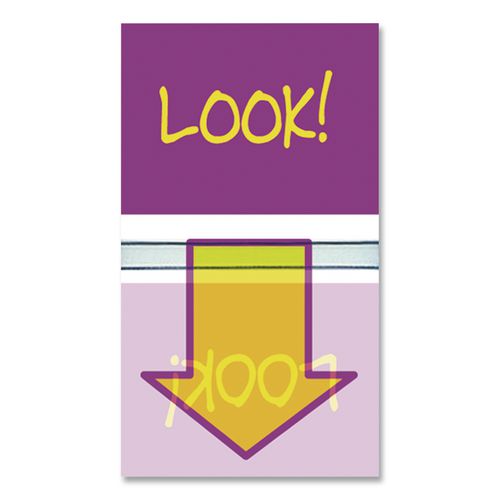Image of Redi-Tag® B72039 Pop-Up Fab Page Flags W/dispenser, "look!", Purple/yellow; Yellow/teal, 100/pack
