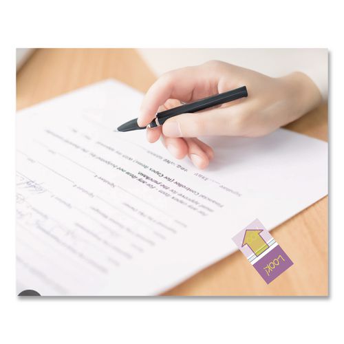 Image of Redi-Tag® B72039 Pop-Up Fab Page Flags W/dispenser, "look!", Purple/yellow; Yellow/teal, 100/pack