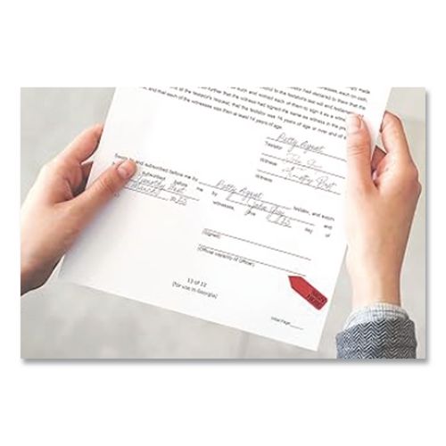 Image of Redi-Tag® B81024 Arrow Message Page Flags in Dispenser, "Sign Here", Red, 120 Flags/Pack