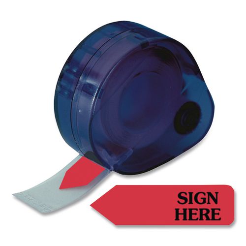 Image of Redi-Tag® B81024 Arrow Message Page Flags in Dispenser, "Sign Here", Red, 120 Flags/Pack