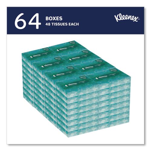 Image of Kleenex® 21195 White Facial Tissue Junior Pack, 2-Ply, 48 Sheets/Box, 64 Boxes/Carton