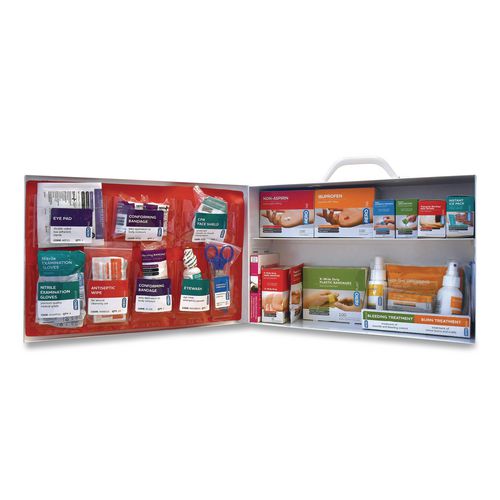 Image of SUREFILL SF80AMT 80 Series Class A 2-Shelf First Aid Cabinet - Meds, 80 Person, 479 Pieces, Metal Case