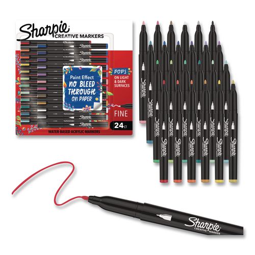 Image of Sharpie® Creative Markers, Fine Tip Bullet Tip, Assorted, 24/Pack