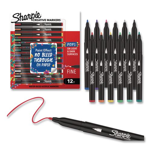 Image of Sharpie® Creative Markers, Fine Bullet Tip, Assorted, 12/Pack