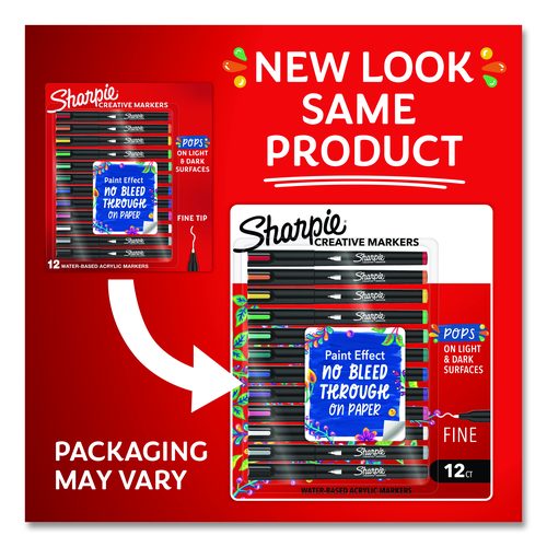Image of Sharpie® Creative Markers, Fine Bullet Tip, Assorted, 12/Pack
