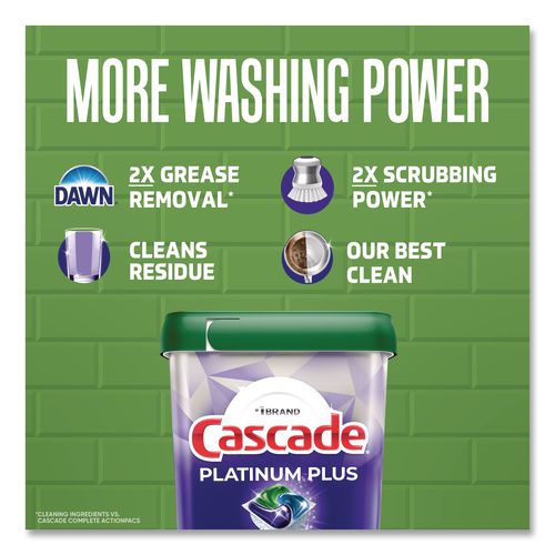Image of Cascade® 57916/6157 Platinum Plus ActionPacs Dishwasher Detergent Pods, Fresh Scent, 20.7 oz Tub, 31/Pack