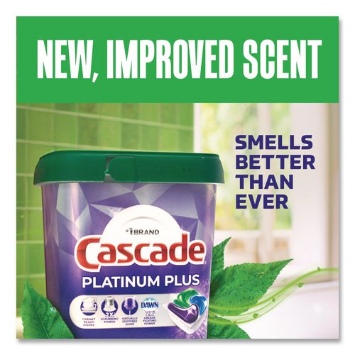 Image of Cascade® 57916/6157 Platinum Plus ActionPacs Dishwasher Detergent Pods, Fresh Scent, 20.7 oz Tub, 31/Pack