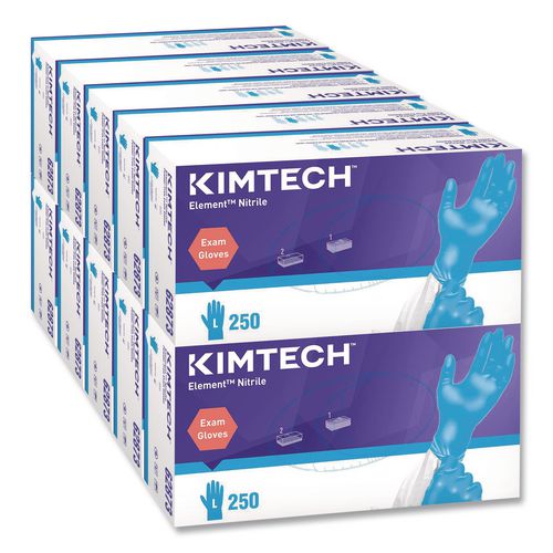 Image of Kimtech 62873 Element Nitrile Exam Gloves, AQL 1.0, Large, 3.2 mil Thick, 9.3" Long, Blue, 250/Box, 10 Boxes/Carton