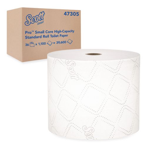 Image of Scott® 47305 Pro Small Core High Capacity/SRB Bath Tissue, Septic Safe, 2-Ply, White, 1,100 Sheets/Roll, 36 Rolls/Carton