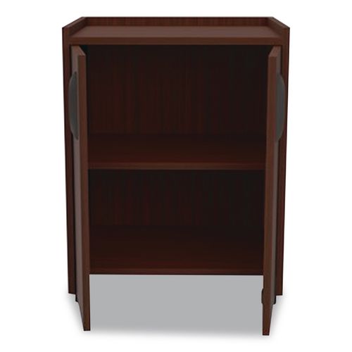 Image of Safco® 8953MH Mobile Refreshment Center, Engineered Wood, 3 Shelves, 23" x 18" x 31", Mahogany