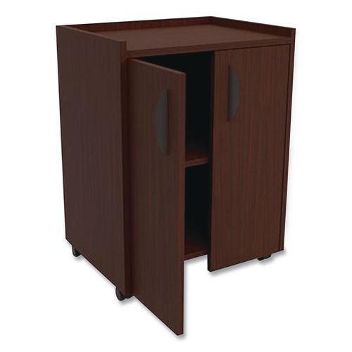 Image of Safco® 8953MH Mobile Refreshment Center, Engineered Wood, 3 Shelves, 23" x 18" x 31", Mahogany