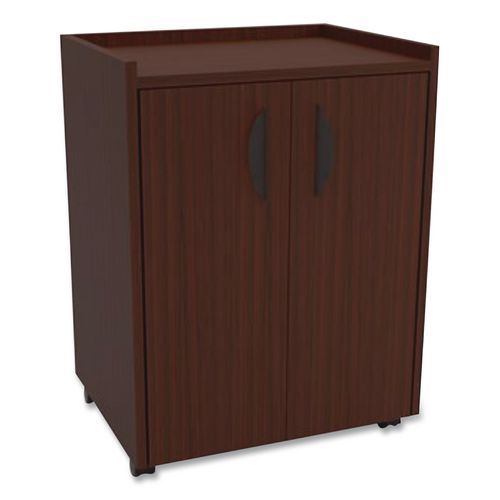 Image of Safco® 8953MH Mobile Refreshment Center, Engineered Wood, 3 Shelves, 23" x 18" x 31", Mahogany