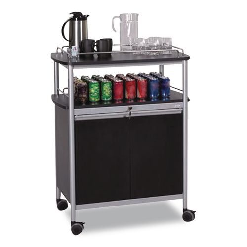 Image of Safco® 8964BL Mobile Beverage Cart, Plastic, 4 Shelves, 33.5" x 21.75" x 43", Black