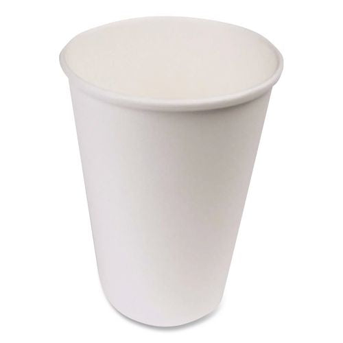 Image of SOLO® 316W-2050 Single-Sided Poly Paper Hot Cups, 16 oz, White, 50/Sleeve, 20 Sleeves/Carton
