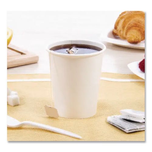 Image of SOLO® 370W-2050 Single-Sided Poly Paper Hot Cups, 10 oz, White, 50/Sleeve, 20 Sleeves/Carton