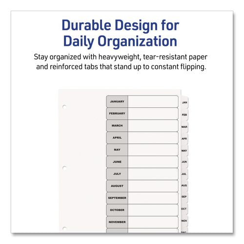 Image of Avery® 11126 Customizable TOC Ready Index Black and White Dividers, 12-Tab, Jan. to Dec., 11 x 8.5, 1 Set