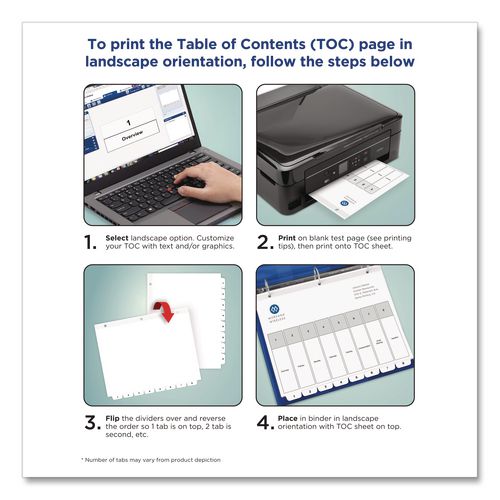 Image of Avery® 11826 Customizable Table of Contents Ready Index Black and White Dividers, 12-Tab, Jan. to Dec., 11 x 8.5, White, 6 Sets