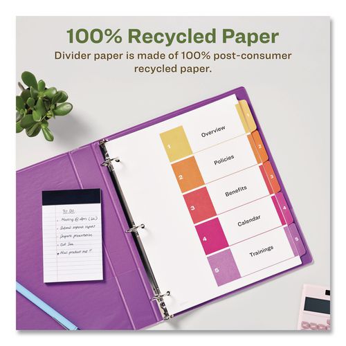 Image of Avery® 11080 Customizable Table Of Contents Ready Index Dividers With Multicolor Tabs, 5-Tab, 1 To 5, 11 X 8.5, White, 3 Sets