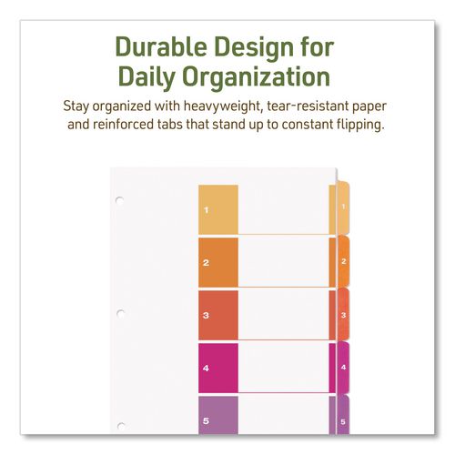Image of Avery® 11080 Customizable Table Of Contents Ready Index Dividers With Multicolor Tabs, 5-Tab, 1 To 5, 11 X 8.5, White, 3 Sets
