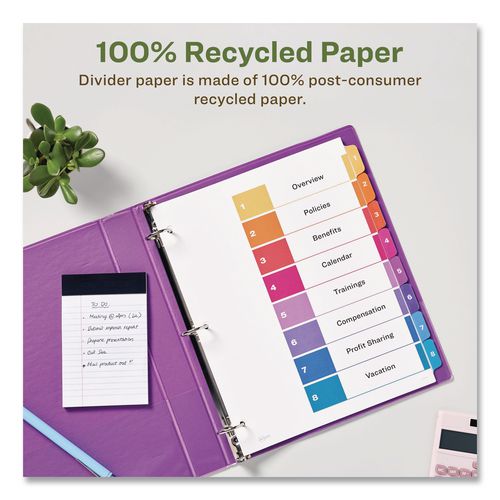 Image of Avery® 11081 Customizable Table Of Contents Ready Index Dividers With Multicolor Tabs, 8-Tab, 1 To 8, 11 X 8.5, White, 3 Sets