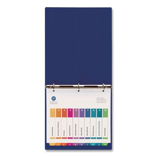 Image of Avery® 11165 Customizable TOC Ready Index Multicolor Tab Dividers, Extra Wide Tabs, 10-Tab, 1 to 10, 11 x 9.25, White, 1 Set