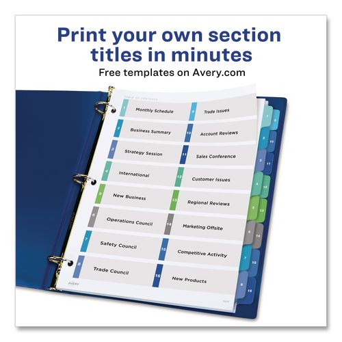 Image of Avery® 11320 Customizable TOC Ready Index Double Column Multicolor Tab Dividers, 16-Tab, 1 to 16, 11 x 8.5, White, 1 Set