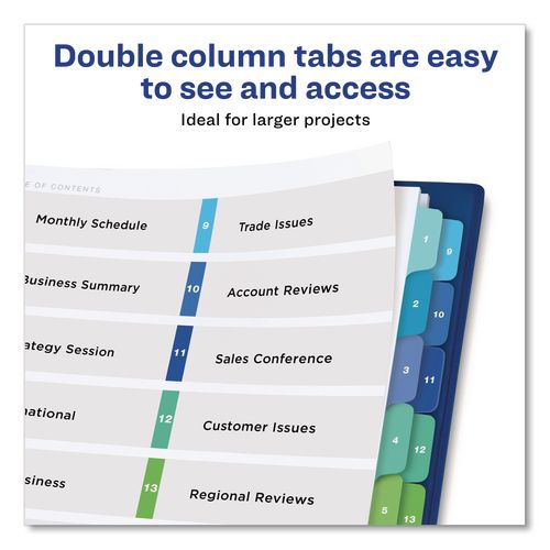 Image of Avery® 11320 Customizable TOC Ready Index Double Column Multicolor Tab Dividers, 16-Tab, 1 to 16, 11 x 8.5, White, 1 Set